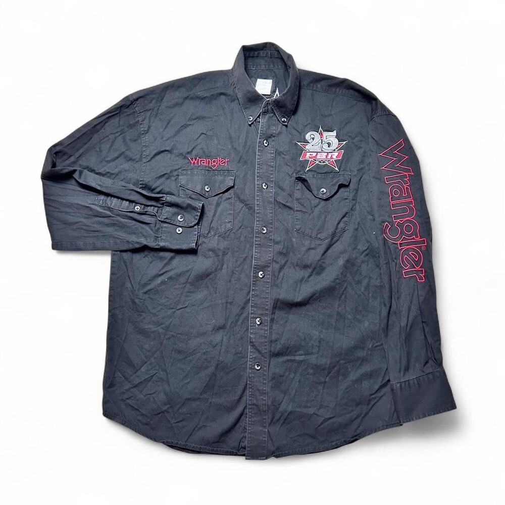 Wrangler Professional Bullriding Vintage Y2k 25th Western Button Shirt Black L